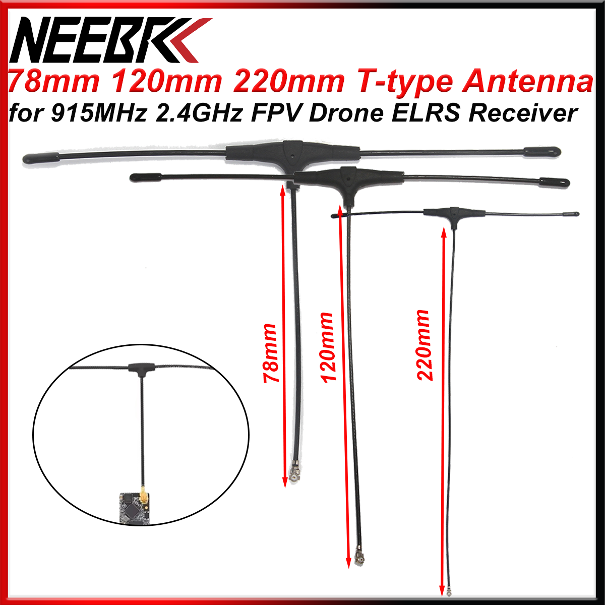 Crossfire Receiver Rx - FPV Drone 915MHz 2.4GHz T-type Antenna