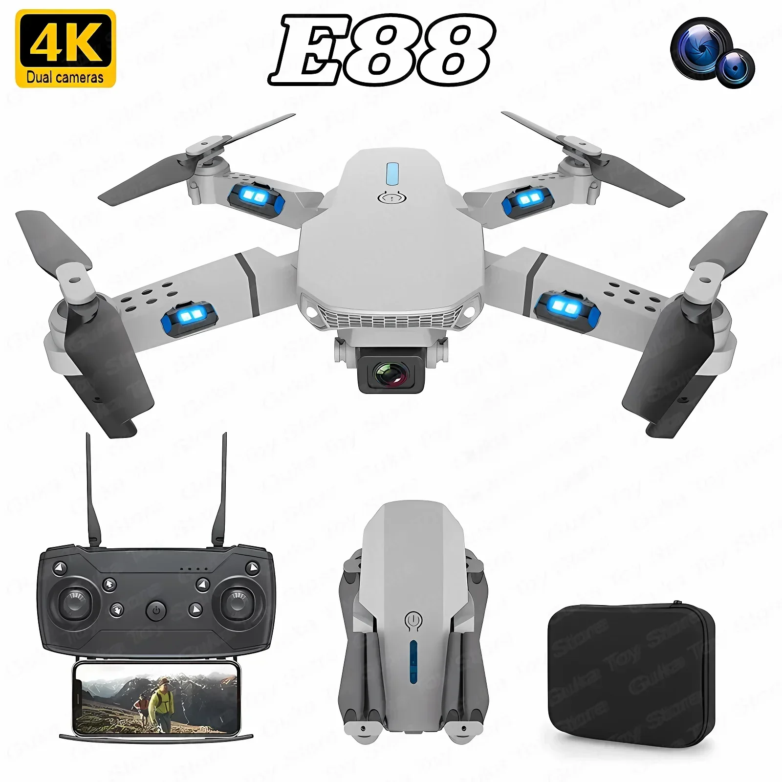 E88 Pro WIFI FPV Drone Wide An - Rc Drone E88 ulasan dan harga